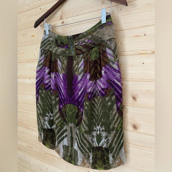 WORTHINGTON Women's Size 4 Purple & Olive Green Pocketed Flattering Fit Skirt - Picture 4 of 9